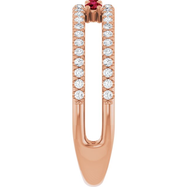 14K Rose Lab-Grown Ruby & 1/4 CTW Natural Diamond Ring