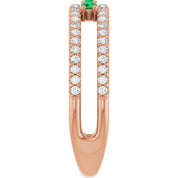 14K Rose Lab-Grown Emerald & 1/4 CTW Natural Diamond Ring