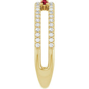 14K Yellow Lab-Grown Ruby & 1/4 CTW Natural Diamond Ring