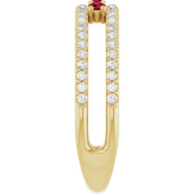 14K Yellow Lab-Grown Ruby & 1/4 CTW Natural Diamond Ring