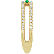 14K Yellow Lab-Grown Emerald & 1/4 CTW Natural Diamond Ring