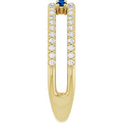 14K Yellow Lab-Grown Blue Sapphire & 1/4 CTW Natural Diamond Ring