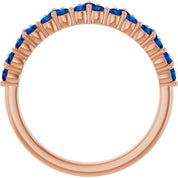 14K Rose Lab-Grown Blue Sapphire Crown Ring