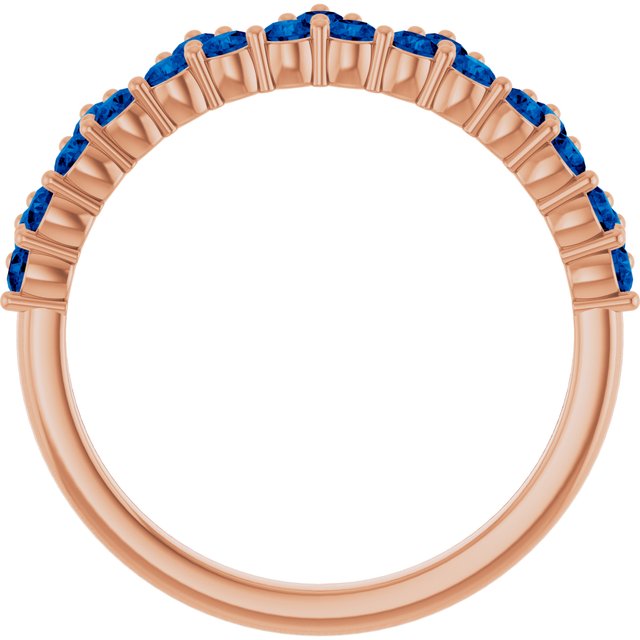14K Rose Lab-Grown Blue Sapphire Crown Ring