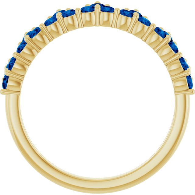 14K Yellow Lab-Grown Blue Sapphire Crown Ring
