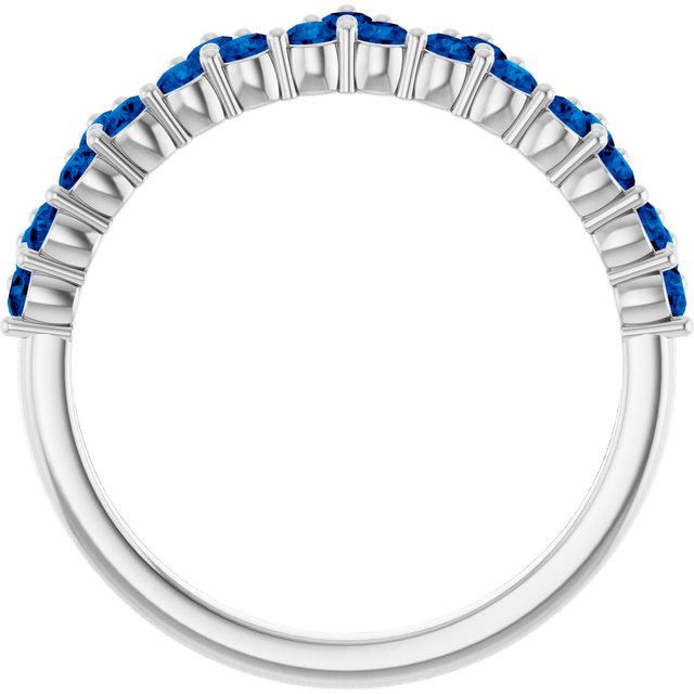 Platinum Lab-Grown Blue Sapphire Crown Ring