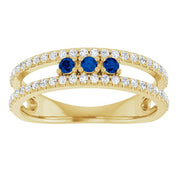 14K Yellow Lab-Grown Blue Sapphire & 1/4 CTW Natural Diamond Ring