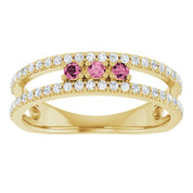 14K Yellow Natural Pink Tourmaline & 1/4 CTW Natural Diamond Ring