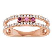 14K Rose Natural Pink Tourmaline & 1/4 CTW Natural Diamond Ring