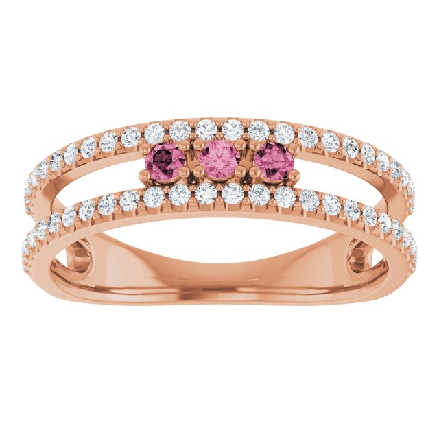 14K Rose Natural Pink Tourmaline & 1/4 CTW Natural Diamond Ring