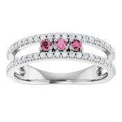 14K White Natural Pink Tourmaline & 1/4 CTW Natural Diamond Ring