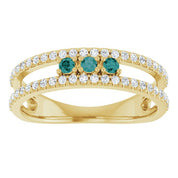 14K Yellow Lab-Grown Alexandrite & 1/4 CTW Natural Diamond Ring