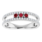 Sterling Silver Lab-Grown Ruby & 1/4 CTW Natural Diamond Ring