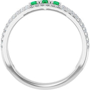14K White Lab-Grown Emerald & 1/4 CTW Natural Diamond Ring