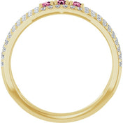 14K Yellow Natural Pink Tourmaline & 1/4 CTW Natural Diamond Ring