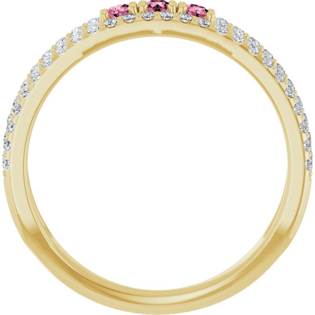 14K Yellow Natural Pink Tourmaline & 1/4 CTW Natural Diamond Ring