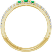 14K Yellow Lab-Grown Emerald & 1/4 CTW Natural Diamond Ring