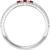 Sterling Silver Lab-Grown Ruby & 1/4 CTW Natural Diamond Ring
