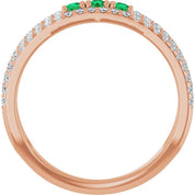 14K Rose Lab-Grown Emerald & 1/4 CTW Natural Diamond Ring
