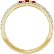 14K Yellow Lab-Grown Ruby & 1/4 CTW Natural Diamond Ring