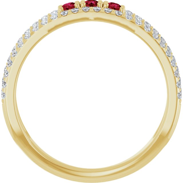 14K Yellow Lab-Grown Ruby & 1/4 CTW Natural Diamond Ring