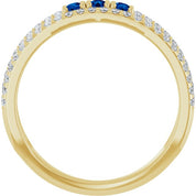 14K Yellow Lab-Grown Blue Sapphire & 1/4 CTW Natural Diamond Ring