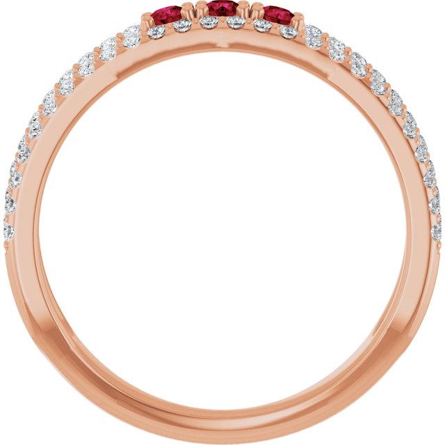 14K Rose Natural Ruby & 1/4 CTW Natural Diamond Ring