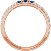 14K Rose Lab-Grown Blue Sapphire & 1/4 CTW Natural Diamond Ring