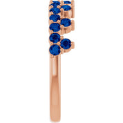 14K Rose Lab-Grown Blue Sapphire Crown Ring