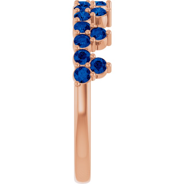 14K Rose Lab-Grown Blue Sapphire Crown Ring