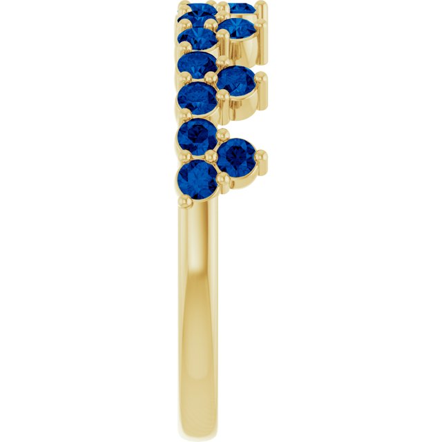 14K Yellow Lab-Grown Blue Sapphire Crown Ring