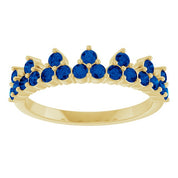 14K Yellow Lab-Grown Blue Sapphire Crown Ring