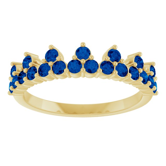 14K Yellow Lab-Grown Blue Sapphire Crown Ring