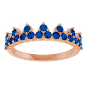 14K Rose Lab-Grown Blue Sapphire Crown Ring