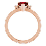 14K Rose Natural Mozambique Garnet & .03 CTW Natural Diamond Heart Rring