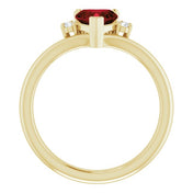 14K Yellow Natural Mozambique Garnet & .03 CTW Natural Diamond Heart Rring