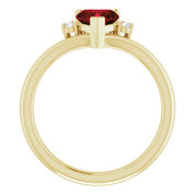 14K Yellow Natural Mozambique Garnet & .03 CTW Natural Diamond Heart Rring