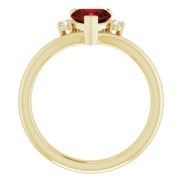 14K Yellow Natural Mozambique Garnet & .03 CTW Natural Diamond Heart Rring