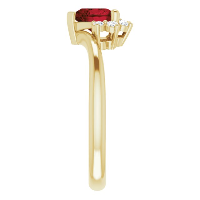 14K Yellow Natural Mozambique Garnet & .03 CTW Natural Diamond Heart Rring