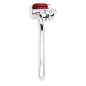 Sterling Silver Natural Mozambique Garnet & .03 CTW Natural Diamond Heart Rring