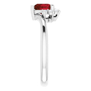 Sterling Silver Natural Mozambique Garnet & .03 CTW Natural Diamond Heart Rring