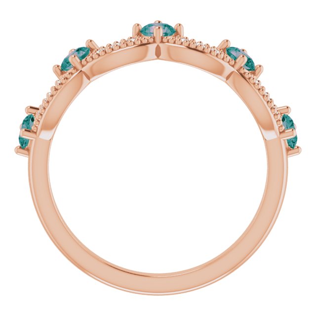 14K Rose Lab-Grown Alexandrite & .05 Natural Diamond Crown Ring