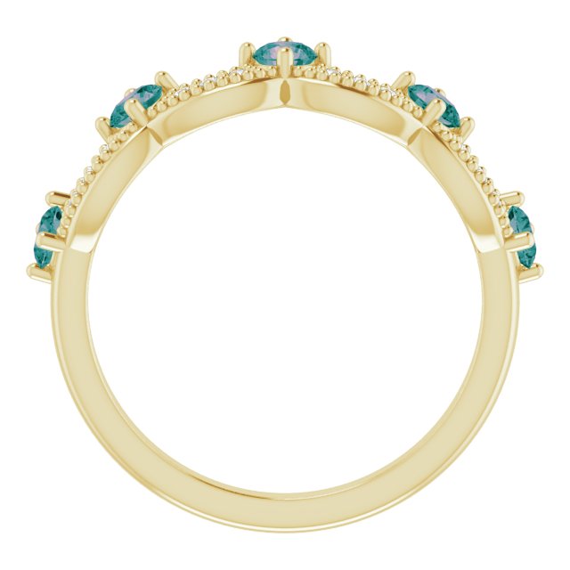 14K Yellow Lab-Grown Alexandrite & .05 Natural Diamond Crown Ring