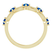14K Yellow Lab-Grown Blue Sapphire & .05 Natural Diamond Crown Ring