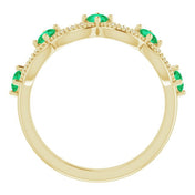 14K Yellow Lab-Grown Emerald & .05 Natural Diamond Crown Ring