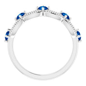 Platinum Lab-Grown Blue Sapphire & .05 Natural Diamond Crown Ring