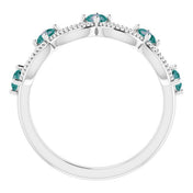 14K White Lab-Grown Alexandrite & .05 Natural Diamond Crown Ring