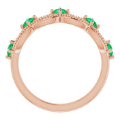 14K Rose Lab-Grown Emerald & .05 Natural Diamond Crown Ring