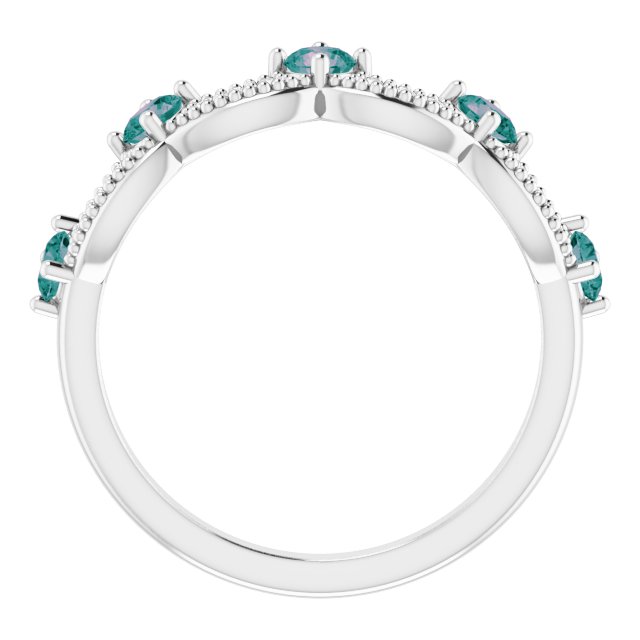 Platinum Lab-Grown Alexandrite & .05 Natural Diamond Crown Ring