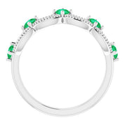 Platinum Lab-Grown Emerald & .05 Natural Diamond Crown Ring